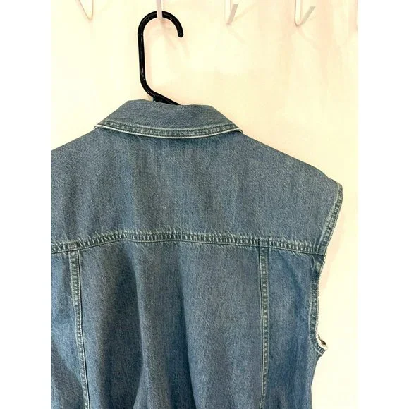 Madewell Women's Collared Denim Vest Light Wash Size Small With Pockets - Picture 8 of 12